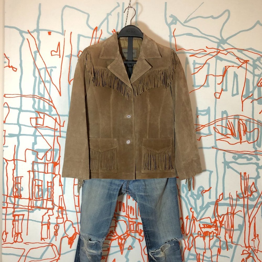 Vintage Brandon Thomas khaki suede jacket
